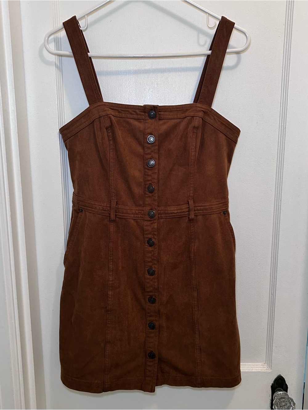 Abercrombie & Fitch Brown Faux Suede Button Down Tank Mini Dress Womens M